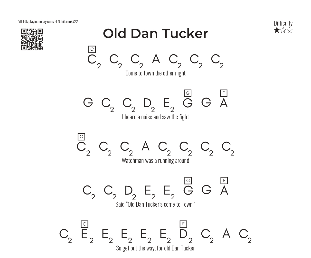 Old Dan Tucker letter notes tutorial
